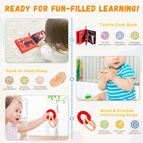 3-4 Baby,8 1 Adena Montessori Play Kit for Months in Wooden Learning Educational Toys for Toddler,Include Framed Mirror
