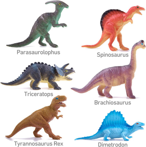 Dinosaurs Toys 12-Pack, 5" to 7" Realistic Dinosaur Figures with Book, Great Gift Set for Kids