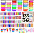 WINLIP 135 Pack 30 Slime Supplies Kit, Slime Making Kit Crystal Slime, Glitter Jars, Charms, Sugar Paper, Foam Beads