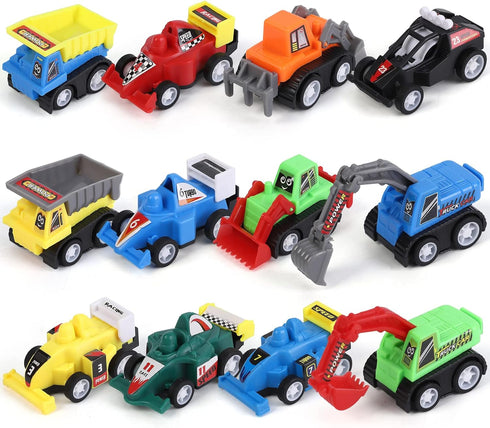 Twister.CK 12 3-6 Pcs Easter Eggs Prefilled with Pull Back Cars for Year Old Boys, Pull Back Construction Vehicle