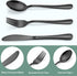 LIANYU 15-Piece Black Kids Silverware Set, Stainless Steel Toddler Utensils, Mirror Finished Flatware for 5