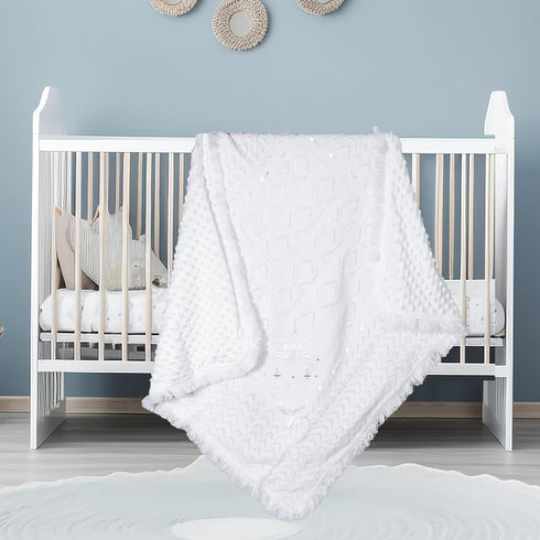 Runeaoys Baby Blanket for Boys Girls Baptism Christening Gifts for Girl Boys Easter Soft White Knitted Shawl Receiving
