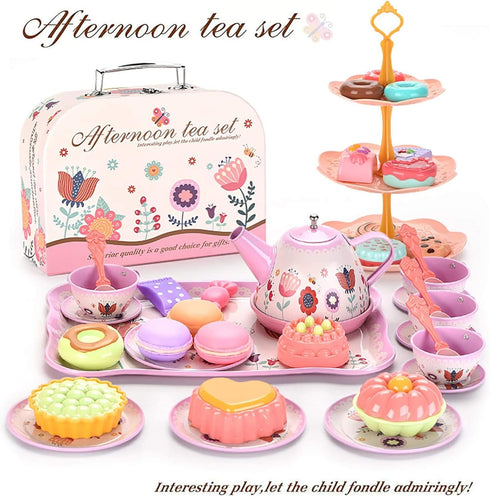 Set 3-6 Set, Lajeje Tea Party for Toddlers & Little Girls Ages Princess Pretend Play Kitchen Toy with Tin Tea Desserts