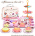 Set 3-6 Set, Lajeje Tea Party for Toddlers & Little Girls Ages Princess Pretend Play Kitchen Toy with Tin Tea Desserts