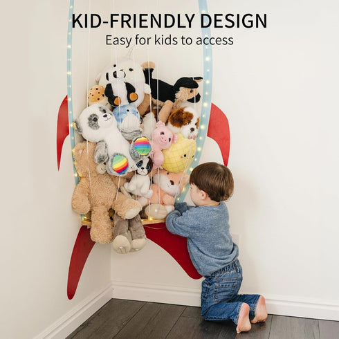 PUTSKA Nursery Furniture Hanging Organizer Wall Mounted Stuffed Animal Storage for Baby Room, Corner Plush Collection