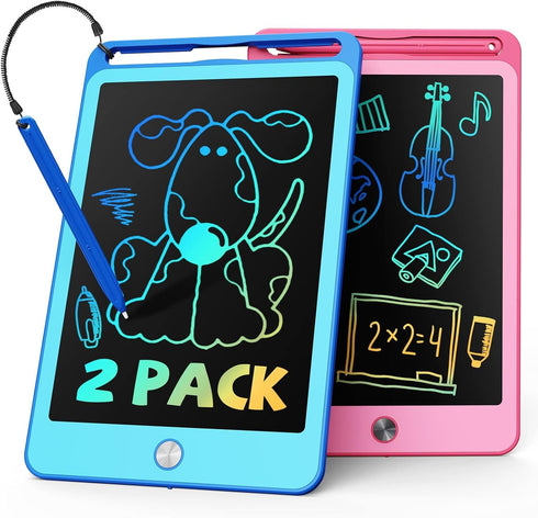 TEKFUN 2 Pack LCD Writing Tablet for Kids, 8.5 Inch Blue+Pink Doodle Board with Lanyard, Educational Toddler Toys