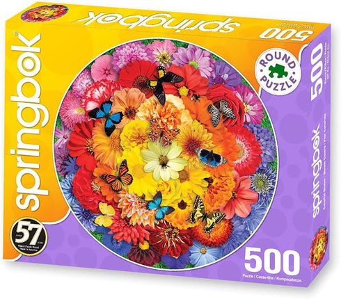 Springbok 500 Piece Round Jigsaw Puzzle Colorful Bloom - Made in USA