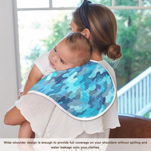 decor gift 4 Pack 22x11in Cotton Muslin Burp Cloth Breathable Blue Camouflage Milk Spit Up Cloth for Unisex Newborns