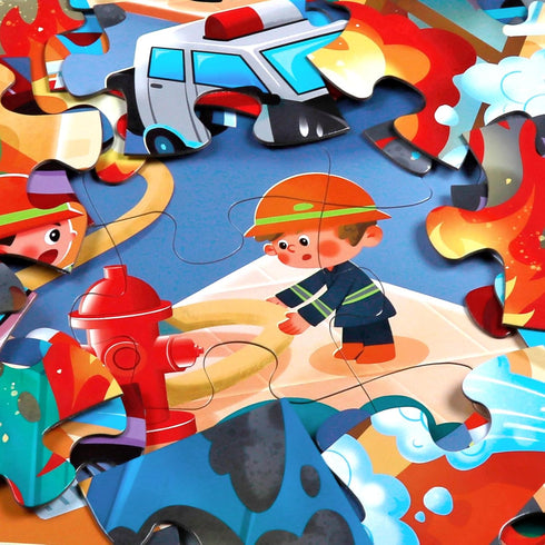 Puzzles,48 3-5,Children 4-8 Jumbo Floor Puzzle for Kids,Fire Rescue Jigsaw Large Piece Firefighter Fireman Fire Truck