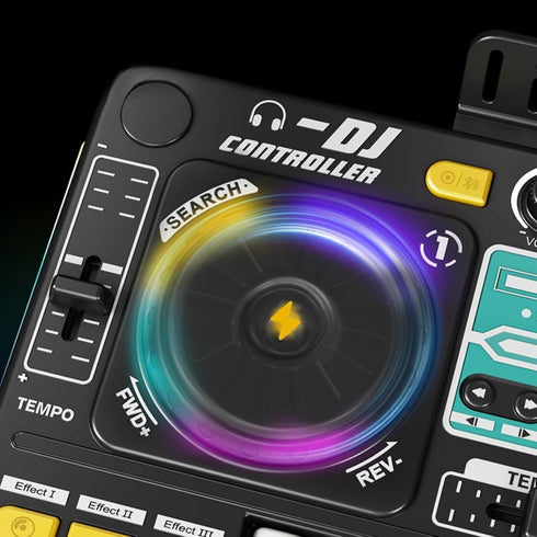 Johehe 12 8 4-8+ Rechargeable Kids DJ Mixer with LED Light Show & Karaoke Microphone - Interactive Music Toy with Sound