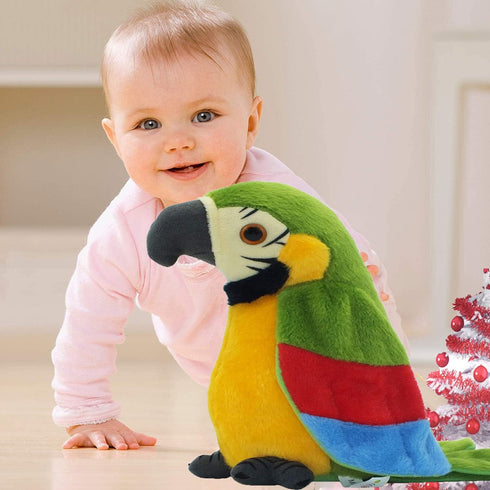 Talking Parrot Plush Animal Toy, Repeats What You Say, Electronic Gift for Boys and Girls