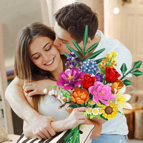 Set, 1043 15 CUBIMANA Flower Bouquet Building PCS Bouquet Botanicals Collection for Mom Wife, Artificial Flowers