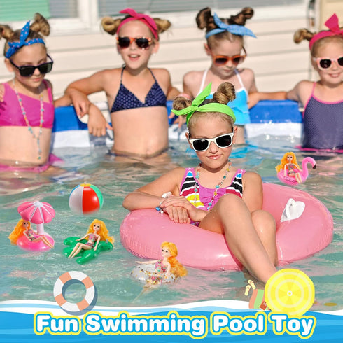 CHENGU 6 Set Swimming 11.5" Swimming Pcs Pool Floaties for Girl Dolls Swim Accessories Pool Floaties Party Ring Girl