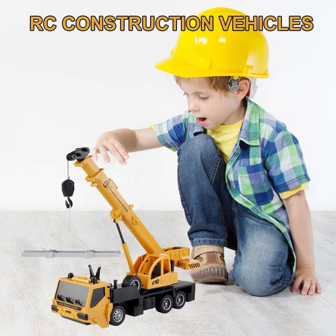 2.4G 6 2 3-8 Remote Control Crane Truck Toy for Boys - Large RC Crane Truck with Light & Sound, Channel Construction