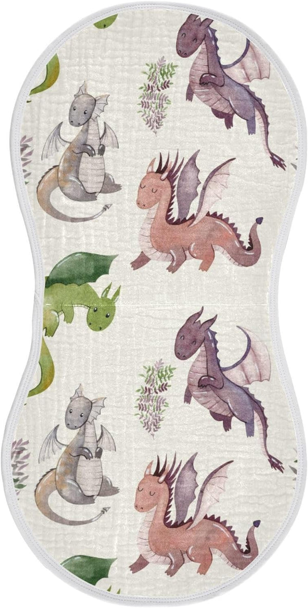GOODOLD Cute Dragons Pattern Muslin Baby Burp Cloths - Super Absorbent and Soft