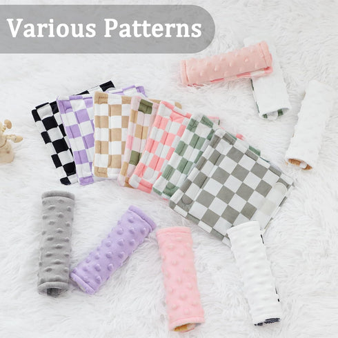 2Pcs DILIMI Baby Car Seat Belt Covers, Carseat Shoulder Strap Pads, Soft Minky Car Seat Neck Covers, Newborn Car Seat