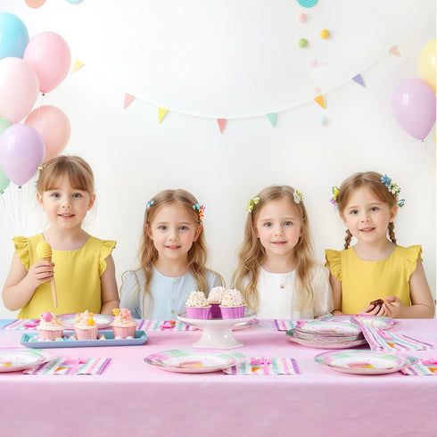 64 Set Summer 16 WERNNSAI Ice Cream Party Decorations - PCS Ice Cream Plates Napkins and Forks Popsicle Party