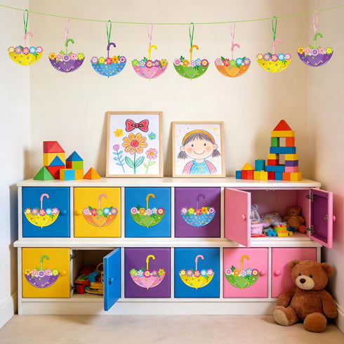 PAIVSUN 24Pcs Summer Spring Crafts Kits Make You Own Umbrella Paper Ornament DIY Arts and Crafts for Spring April