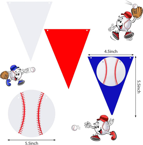 Zonon 4 Pieces Baseball Party Decorations, Baseball Banner, Sports Ball Birthday Party Paper Garland (Baseball Style)
