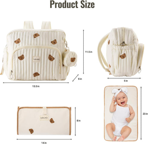 Backpack, GOBABYMART Diaper Bag Medium Maternity baby bag & Changing Pad, Insulated Pockets, Stroller Straps & Pacifier