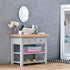 iLAND Dollhouse Furniture and Accessories 1/12 Scale Bathroom Set incl Ceramic Toilet & Bathtub & Wooden Cabinet