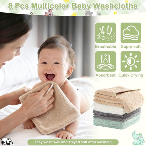 Sublaga 14 Set, 4 32x32 8 2 Set Pcs Baby Towels Washcloths and Baby Bibs Pcs Hooded Bath Towel, Pcs Baby Washcloths