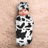 Cow Print Newborn Swaddle Blanket with Hat Set, Soft Transition Sleep Sacks, Gifts for Infant Boys & Girls
