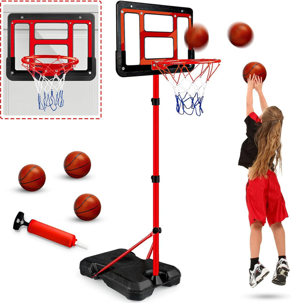 GMAOPHY Kids Basketball Hoop with Stand, Adjustable Basketball Set for Boys Age 3-8, Indoor Outdoor Sport Game
