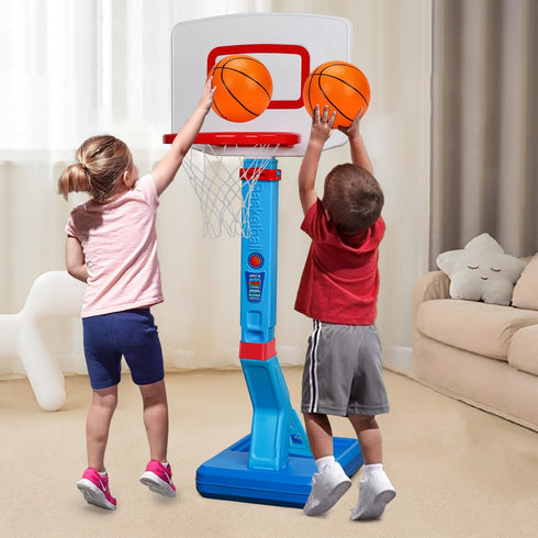 Toddler Basketball Hoop Indoor Mini Adjustable Goal with Ball Pump, Outdoor Toys for Kids Age 2-8