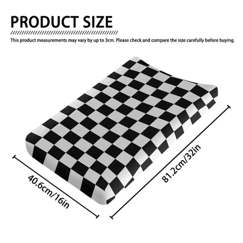 Generic 32x16 Black and White Checkered Changing Pad Cover for Baby Girls Boys Cartoon Breathable Diaper Change Table