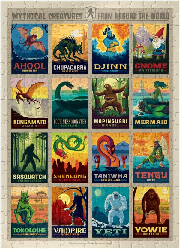 MyPuzzle Mythical Creatures from Around The World, Vintage Poster - Premium 300