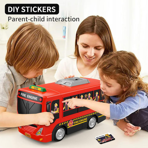 3-5 HONGTUO Fire Truck Toys with Teaching Meaning, Simulation Steering Wheel Driving Toy, Toddlers Fire Truck Toy