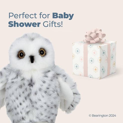 Bearington Collection Snowy Owl Plush Stuffed Animal, 8-Inch Soft & Fluffy Design for Kids & Babies