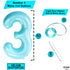 KatchOn Giant Light Blue Number 3 Balloon, 40 Inch, 3rd Birthday Decorations, Baby Shark Theme