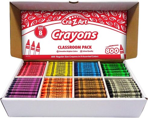 Pack 800ct 8 Cra-Z-Art Crayon Bulk Class Assorted Colors