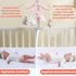 12 JOLLITO Crib Mobile for Girls, Soft Pink Musical Baby Crib Mobile with Lullabies, Rotating Arm and Detachable Plush