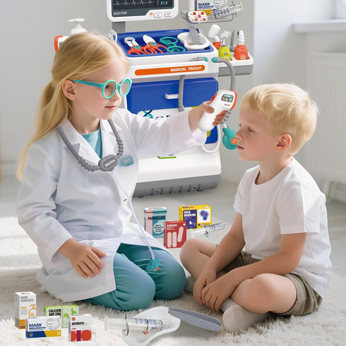 Fegalop Set Set 3 Doctor Kit for Kids Pretend Medical Station for Boys & Girls Mobile Cart with Kids Play for Ages
