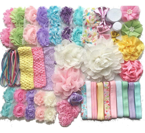 Springtime Pastels DIY Baby Shower Headband Kit - Makes 30 Headbands, Includes