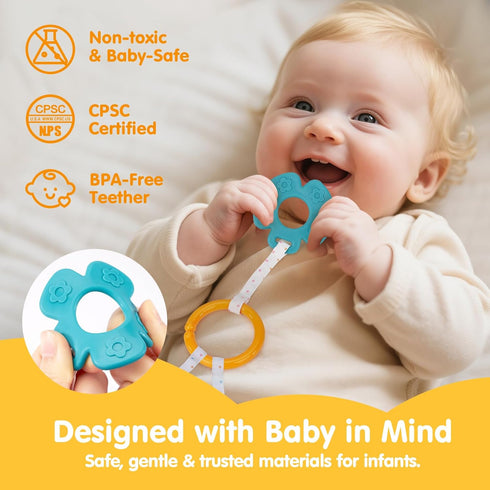 0-3-6-12 Set hahaland Baby Lovey Security Blanket, Plush Hanging Sensory Toy with Teether, Rattle & Crinkle for Infant