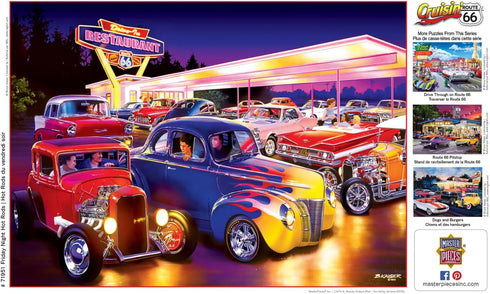 MasterPieces 1000 Piece Jigsaw Puzzle, Friday Night Hot Rod's, 19.25"x26.75" for Adults and Family.