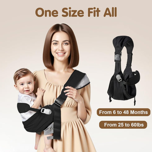 yemyig Carrier,2026 25-60lbs(Black) Baby Sling Carrier,Toddler New Baby Sling with Waist Harness,Portable