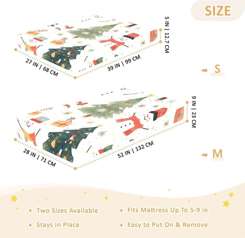 Bseiialft 52 28 Christmas Trees Snowmen Crib Sheets for Boys Girls Soft and Breathable Cotton Baby Sheets for Standard