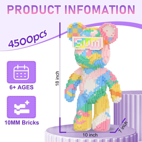 MIKIJOYS (4500PCS), 8886 Bear Building Blocks with Organizer Bins Fluorescent Bricks & Stroage Drawer, Gift for Adults