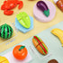 Cawiew 100 Set Playset PCS Cutting Play Food For Kid Kitchen, Storage Basket with Vegetable & Fruit Toy For Toddler Boy