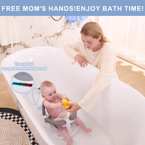 6 360 4 Baby Bath seat for Babies Months & up, Stable Toddler Bath Chair with one-Touch Button, Back Hollow Design