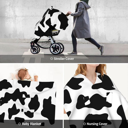 Hcpwzrf Novelty Cow Print Baby Car Seat Cover & Nursing Cover - Breathable Stretch Multi-Use Cover for Breastfeeding
