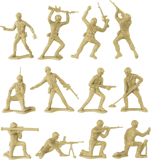TimMee Plastic Army Men - OD Green vs Tan, 48pc Toy Soldier Figures, Made in USA