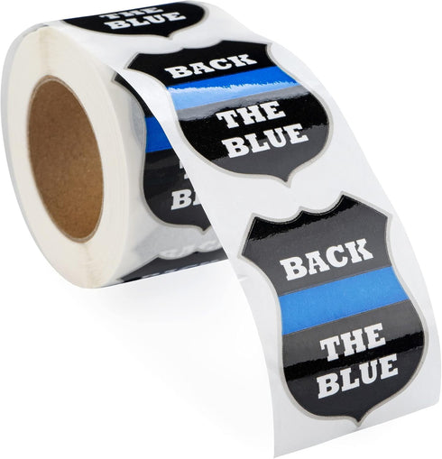 Police Support Back The Blue Badge Stickers - Blue Lives Matter Support Stickers, 1 Roll of 250