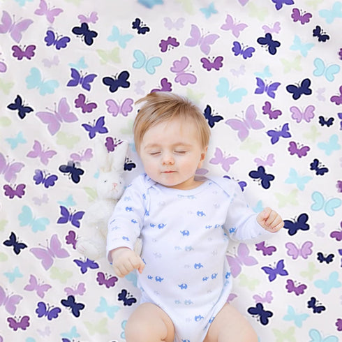 Set 3 Sets Sets Wowelife Butterfly Crib Bedding for Girls Piece Baby Girl Bedding Purple Nursery Crib Newborn, Infant