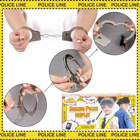 3 Otters 9PCS Police Pretend Play Toy Set: Police Accessories for Kids, Badge, Handcuffs, Walkie